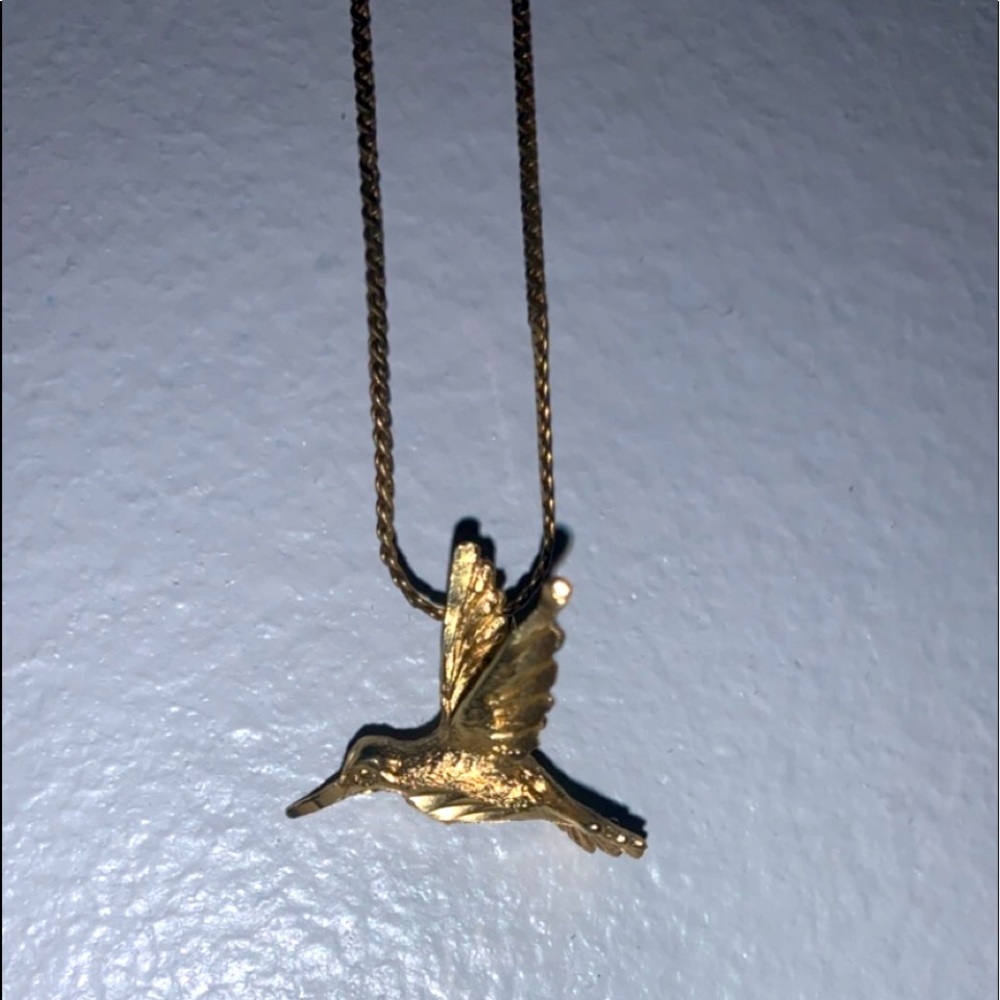 Gold hummingbird necklace